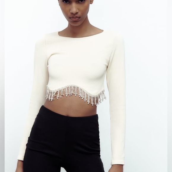 Zara Rhinestone Crop Top - Picture 1 of 5